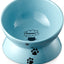 Elevated Cat Food Bowl, Ceramic Raised Cat Bowl, Tilt Angle Protect Cat'S Spine, anti Vomiting Cat Dish, Backflow Prevention, Lake Blue