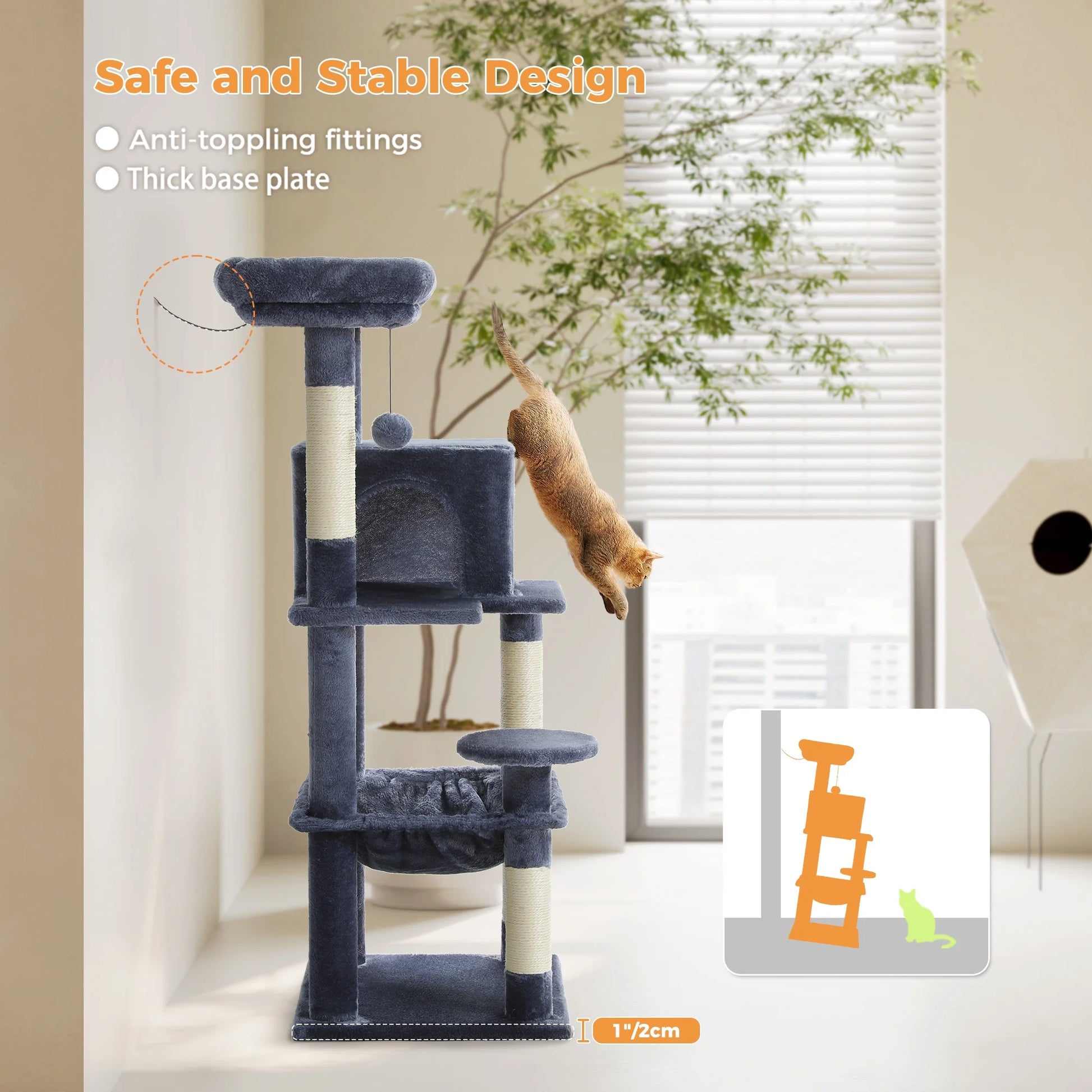 PEQULTI 45.7” Multi-Cat Tree – Spacious, Cozy & Fun!