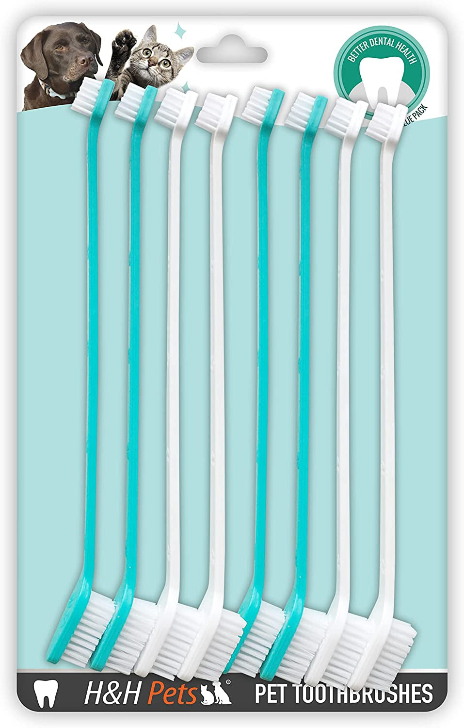 Dog Toothbrush Dual Headed Design Dental Toothbrushes for Small & Large Dogs, 4 or 8 Counts Pack