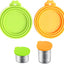 Pet Food Can Cover Silicone Can Lids for Dog and Cat Food(Universal Size,One Fit 3 Standard Size Food Cans),Green and Orange