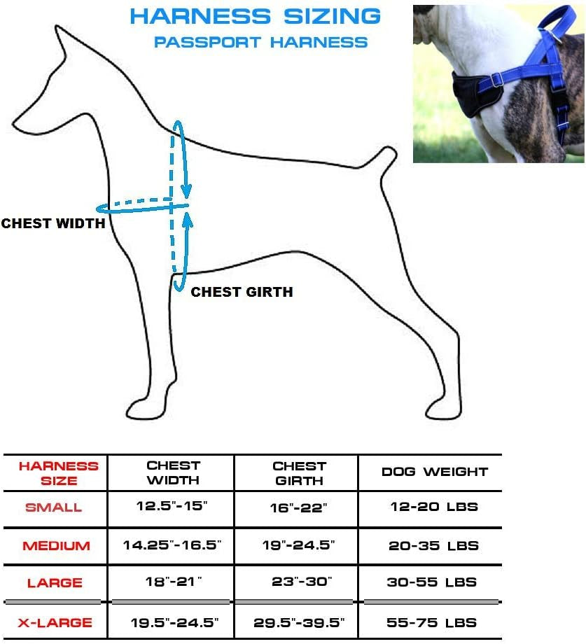 Passport Reflective Dog Harness - We Donate a Harness to a Dog Rescue for Every Harness Sold (Large, RED)