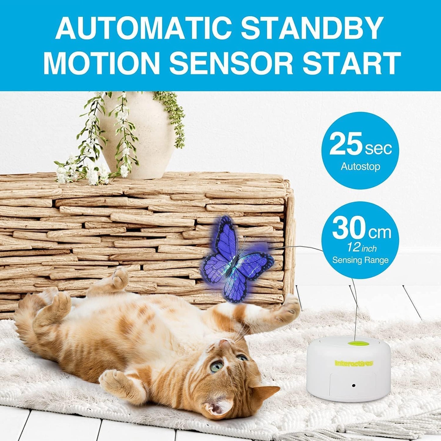 Motion-Activated Cat Toy: Butterfly Fun with 360° Rotation