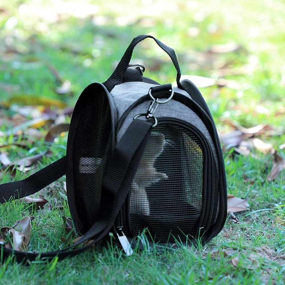 Hamster Carrier Small Animal Bag for Sugar Glider,Hedgehog,Tortoise,Teacup Dogs,Baby Guinea Pig - Lightweigh Carriers with Shoulder Strap,Breathable Mesh Window,Removable Mat,Side Pockets