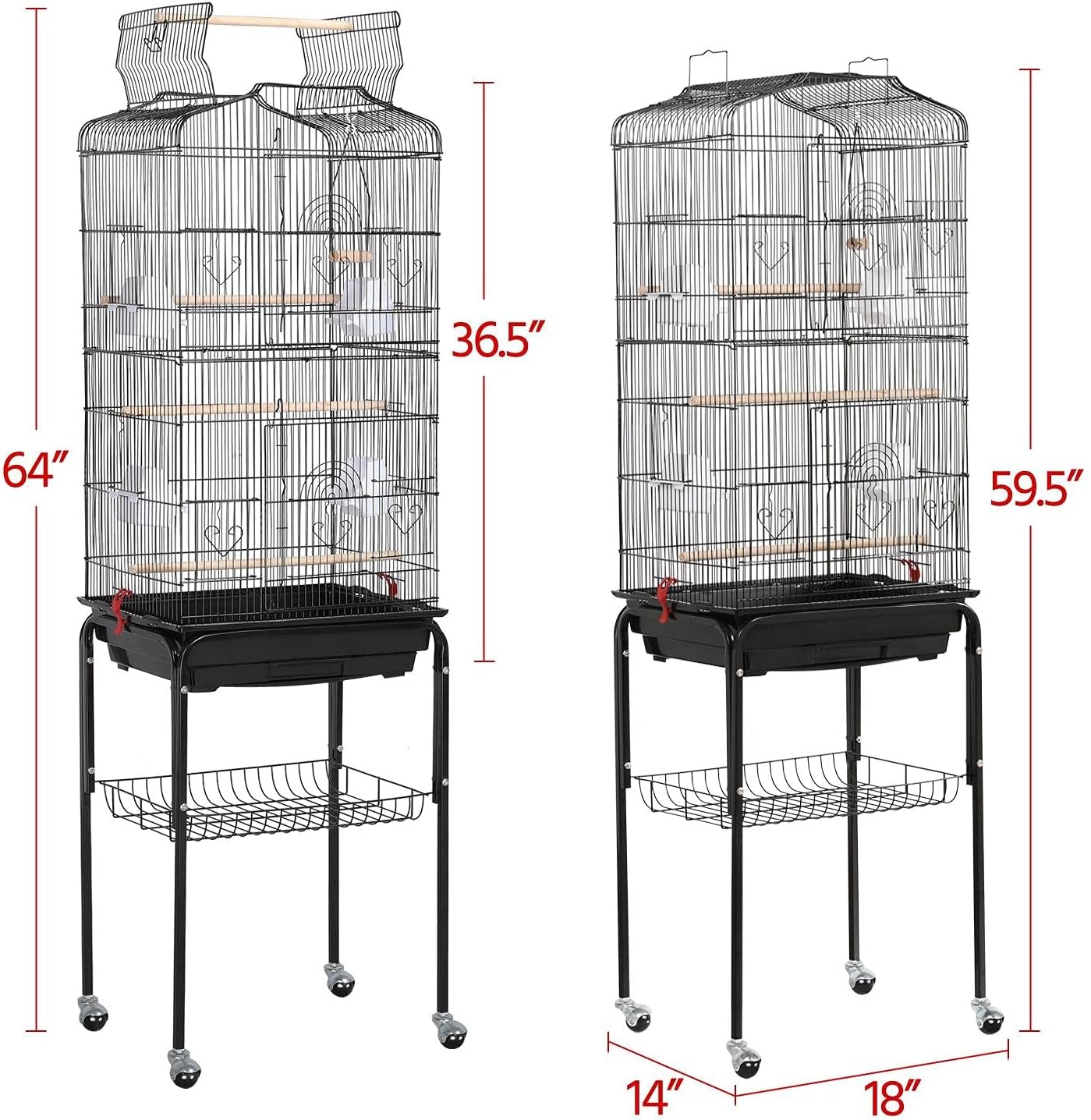 Open Play Top Large Parakeet Small Parrot Bird Cage with Stand for Budgies Finches Canaries Lovebirds