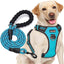 No Pull Dog Harness Adjustable Reflective Oxford Easy Control Medium Large Dog Harness with a Free Heavy Duty 5Ft Dog Leash (L (Neck: 18"-25.5", Chest: 24.5"-33"), Blue Harness+Leash)