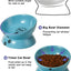 Elevated Cat Food Bowl, Ceramic Raised Cat Bowl, Tilt Angle Protect Cat'S Spine, anti Vomiting Cat Dish, Backflow Prevention, Lake Blue