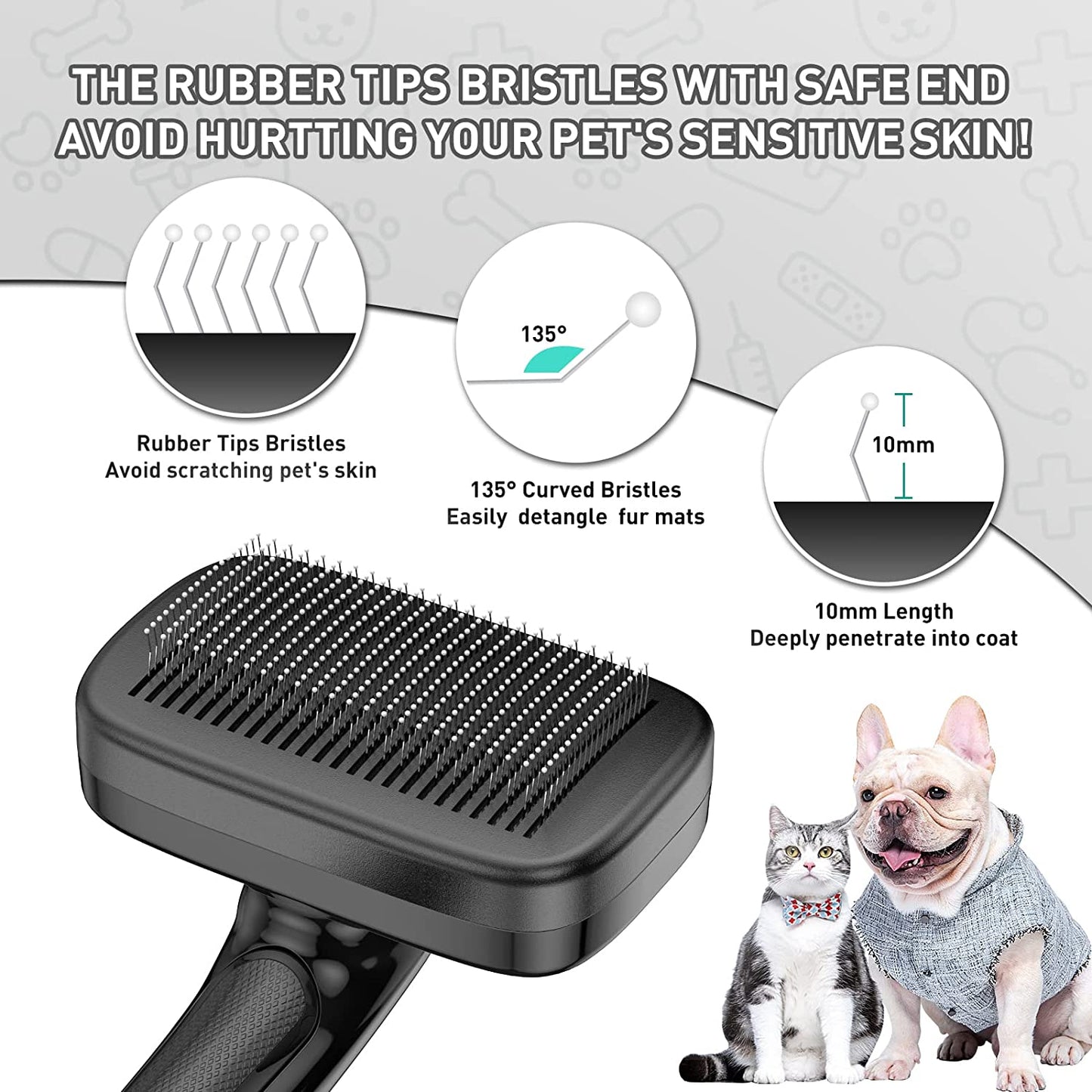 Dog Brush for Shedding, Self-Cleaning Slicker Brush, Perfect for Short & Long Haired Pets, Removes Mats, Tangles, Loose Fur, Gentle on Skin, Ideal for Small, Medium, Large Dogs. Black