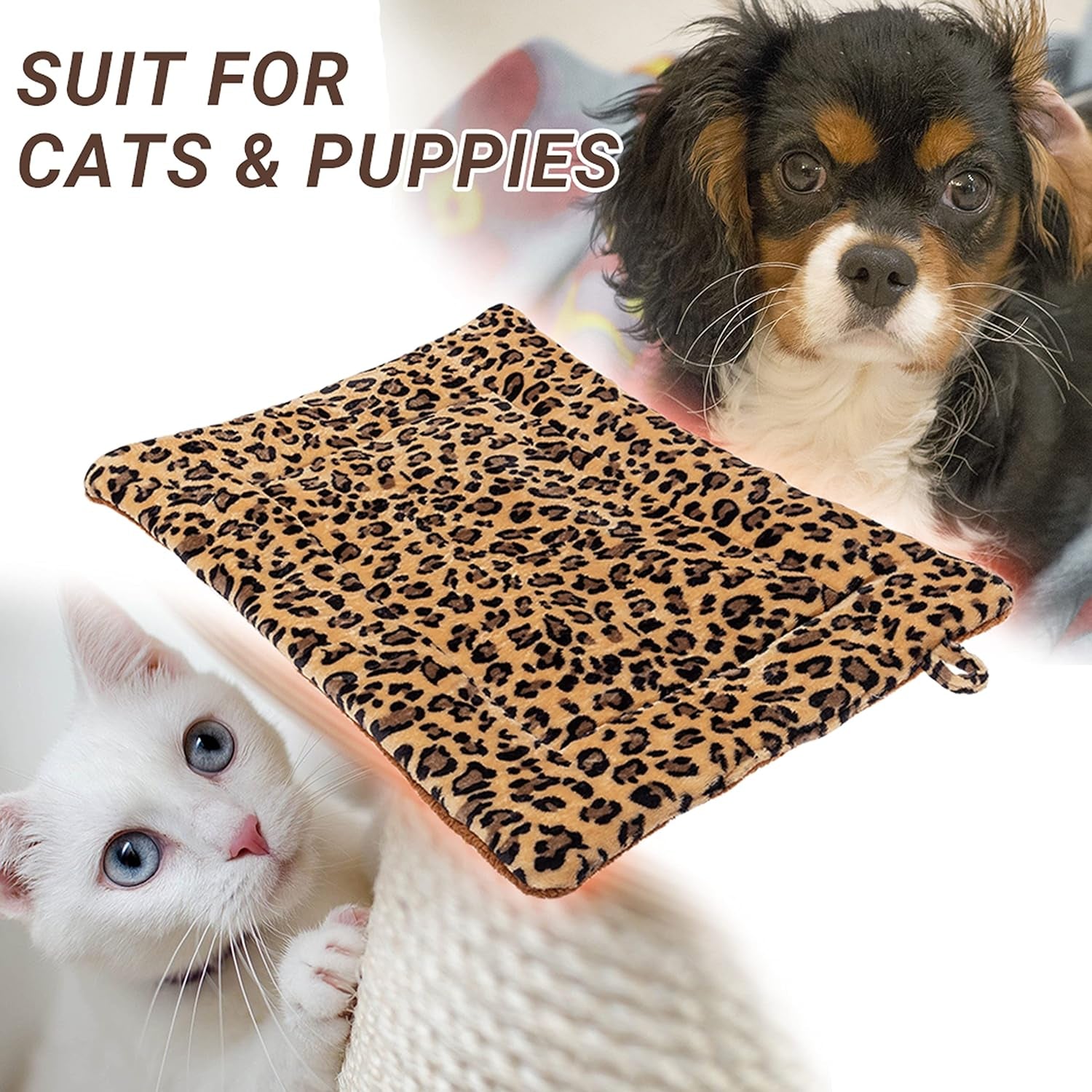 Cat Bed Mat for Indoor Cats - Self Warming Leopard Cute Cat Bed Mat, Soft Warm Washable Self Heating Cat Bed Pad for Small, Medium, Large Cats & Puppies(19.7"*29.5")