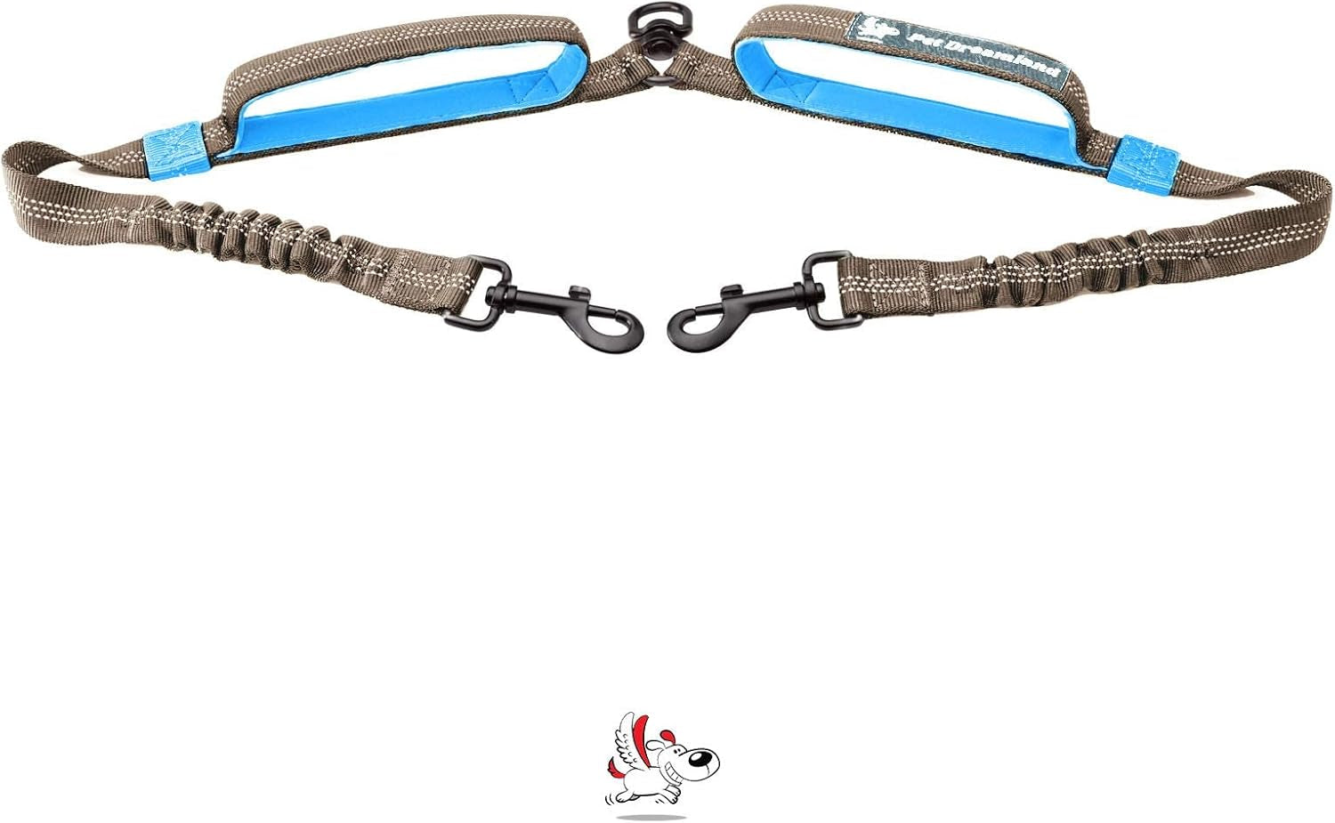 Exquisite Double Leash for Two Dogs - 2-In-1 Dog Leash Coupler - Large, Grey & Blue