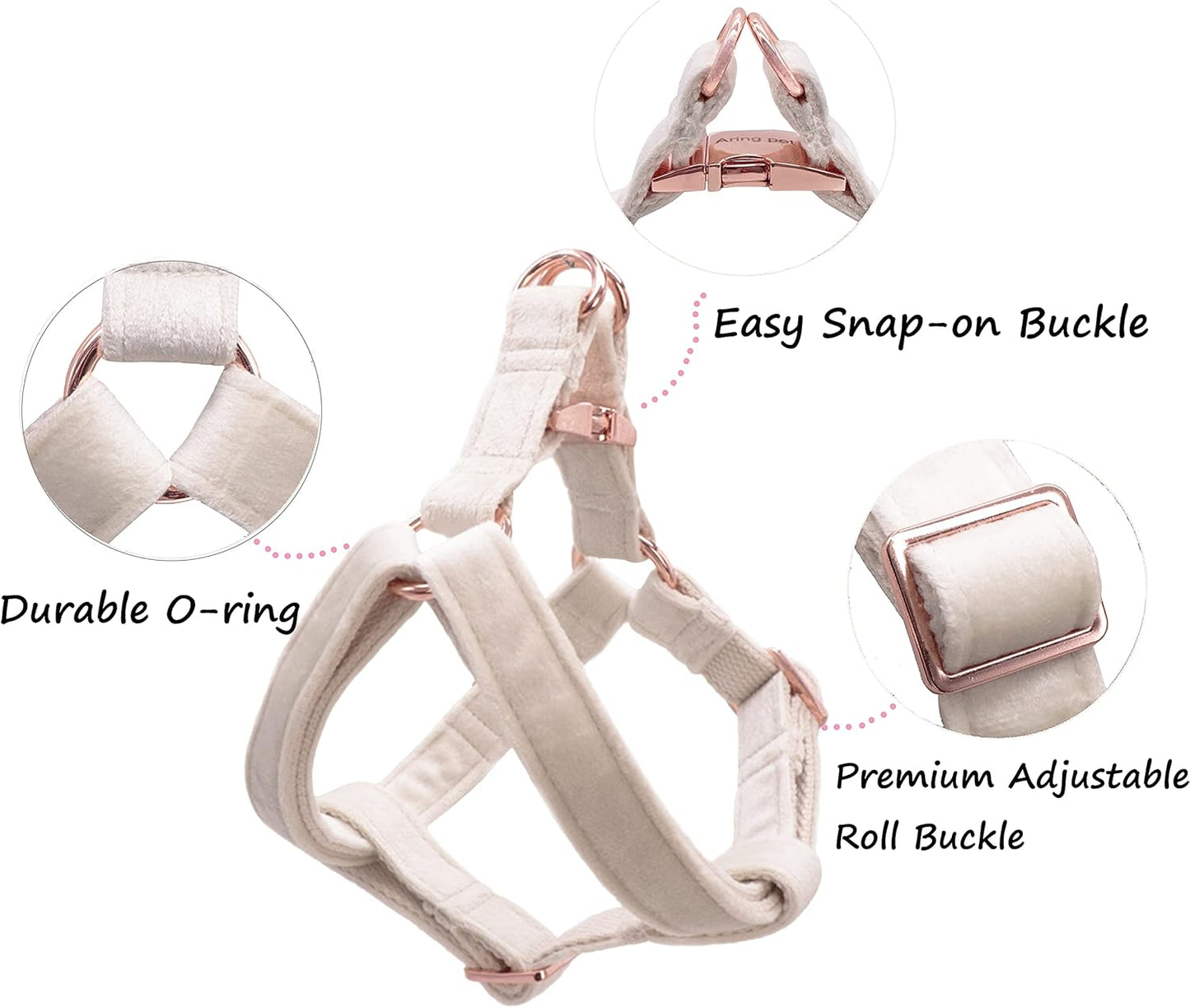 Dog Halter Harness, Velvet Dog Harness, Adjustable No Pull White Dogs Halter Harness. X-Small (Pack of 1)