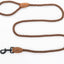 Braided Cotton Rope Leash with Leather Tip - 4 Feet Heavy Duty Metal Clasp Wedding Dog Leash (Dark Brown, 48 Inches)