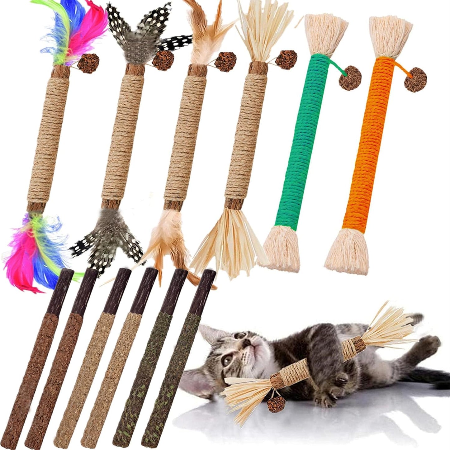 Cat Toys 12Pack Silvervine Chew Stick 12Pack Kitten Treat Catnip Toy Kitty Natural Stuff Catnip for Cleaning Teeth Indoor Dental Snack Interactive