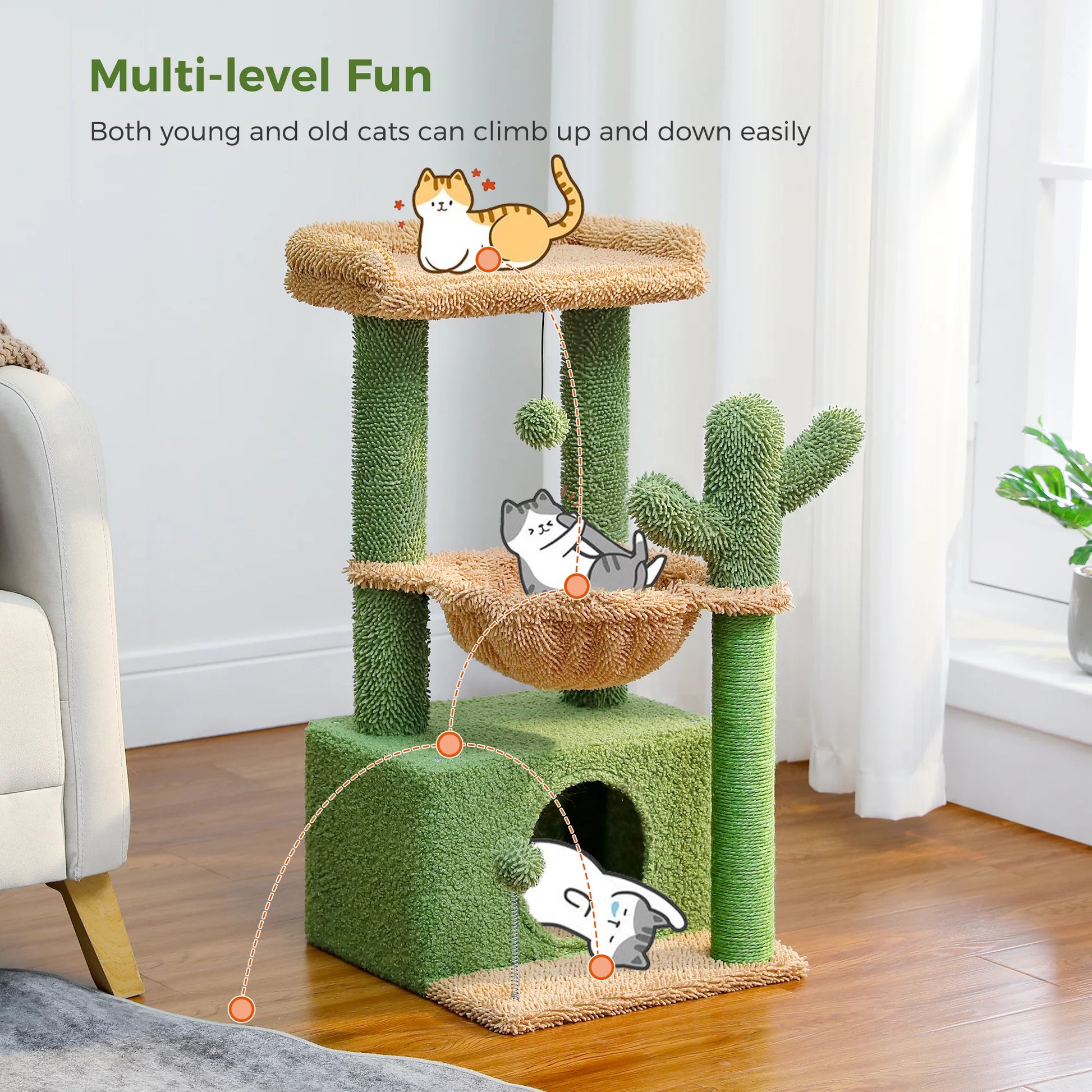 PAWZ Road Cactus Cat Tree – Cozy, Fun & Scratch-Friendly!