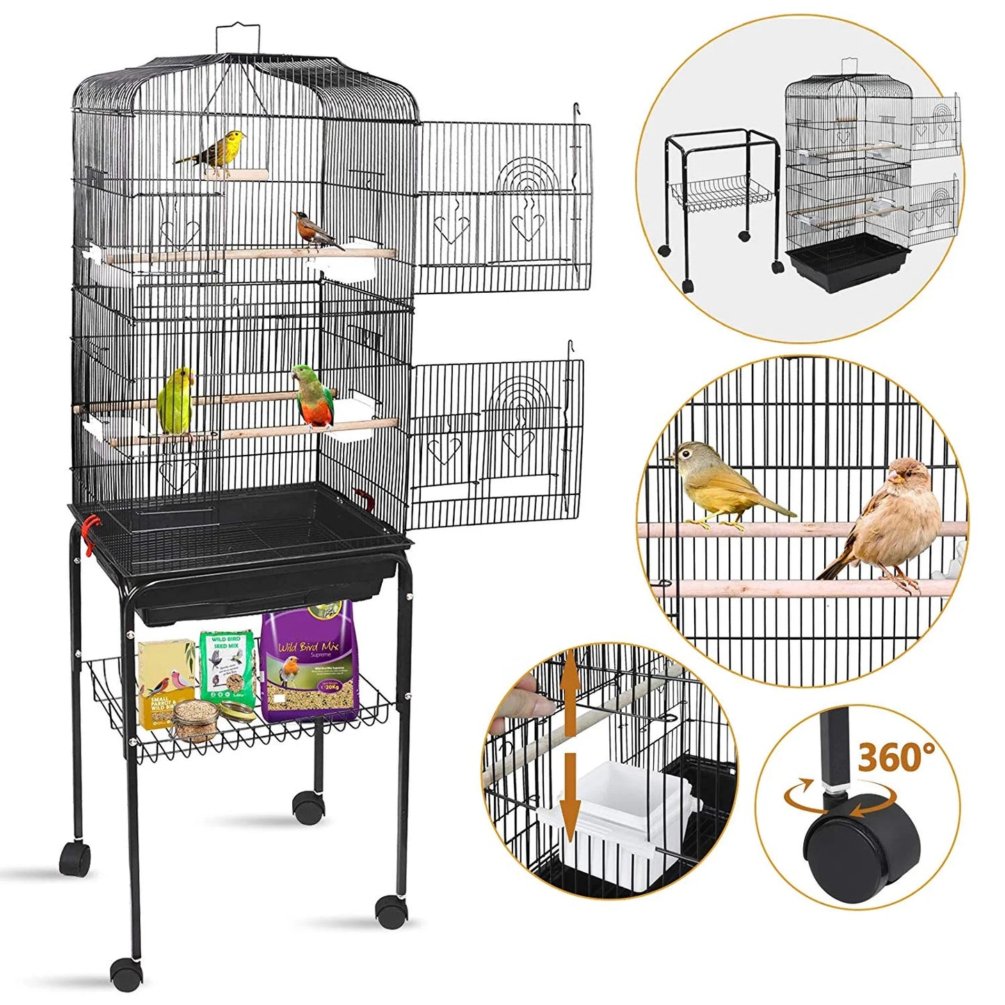 59.3'' Spacious & Sturdy Flight Cage – Perfect for Small to Mid-Sized Birds