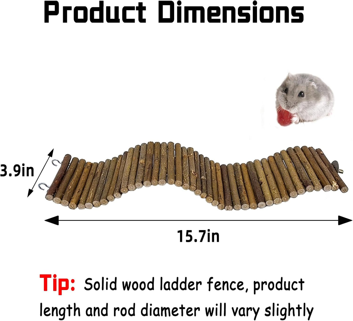 Rat Bendy Long Suspension Bridges,Hamster Bendable Tunnel,Gerbil Wooden Ramp,Hamster Cage Climbing Ladder,Natural Wood Chews Toys for Rodents,Mouse,Dwarf Hamster