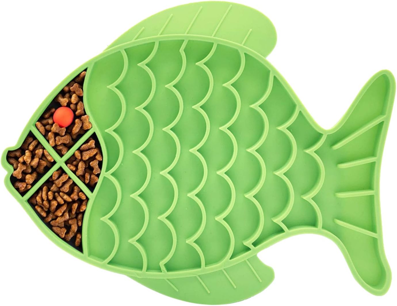 Cat Lick Treat Mat, 2 Pack Fish-Shaped Puzzle Feeder for Cats & Dogs, Anxiety Relief, Fun Alternative to Slow Feeder (Blue and Green)