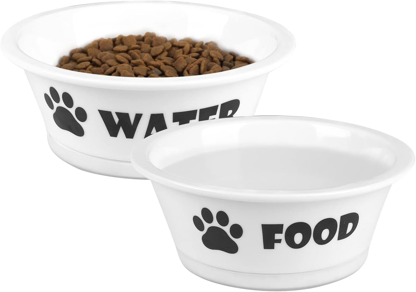 Set of 2 Ceramic Dog Cat Bowl Set, Pet Porcelain Food and Water Feeder Dish Bowls with anti Slip Band, Dishwasher and Microwave Safe (Small)