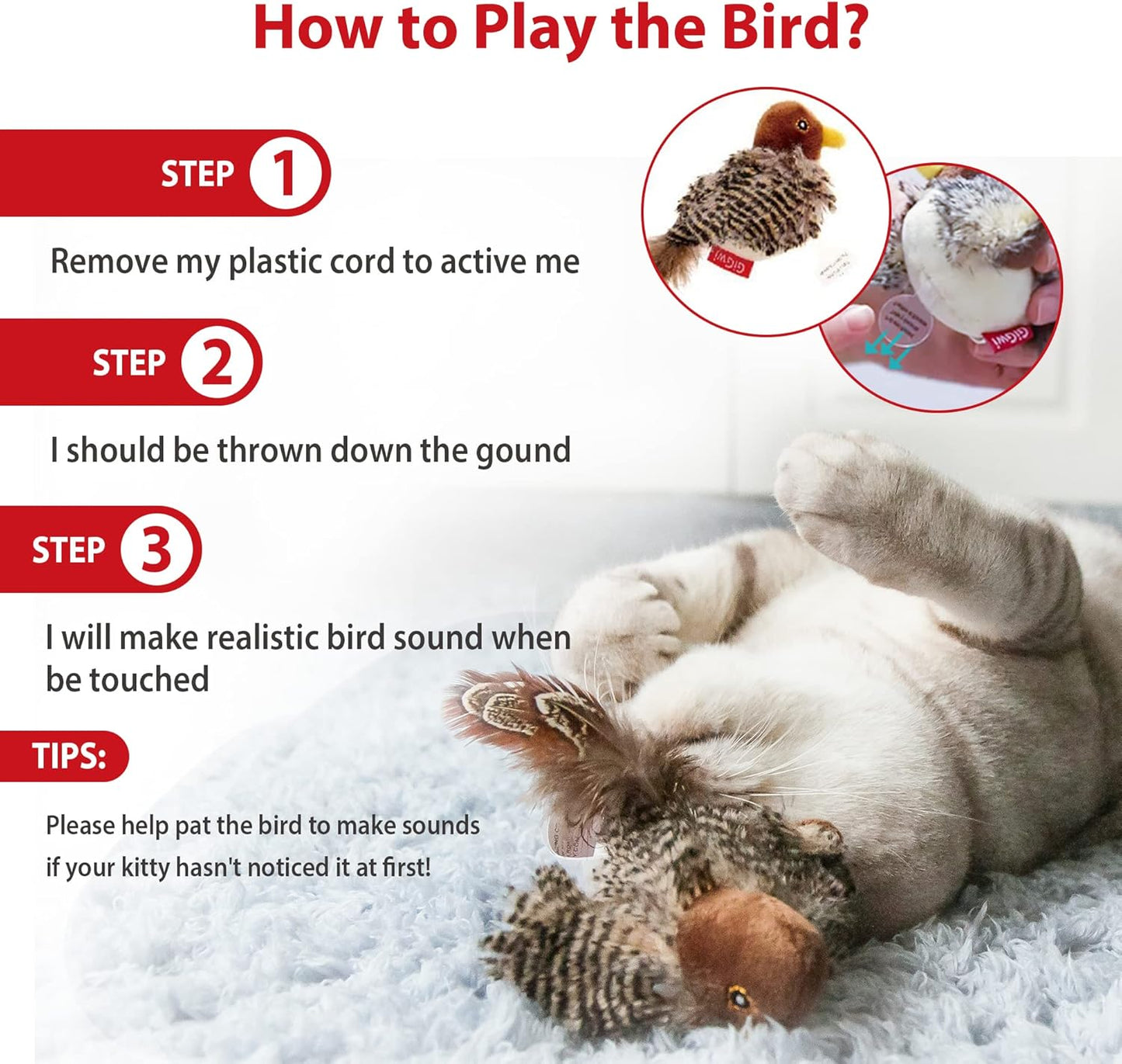 Interactive Chirping Bird Cat Toy – Realistic & Engaging Playtime!