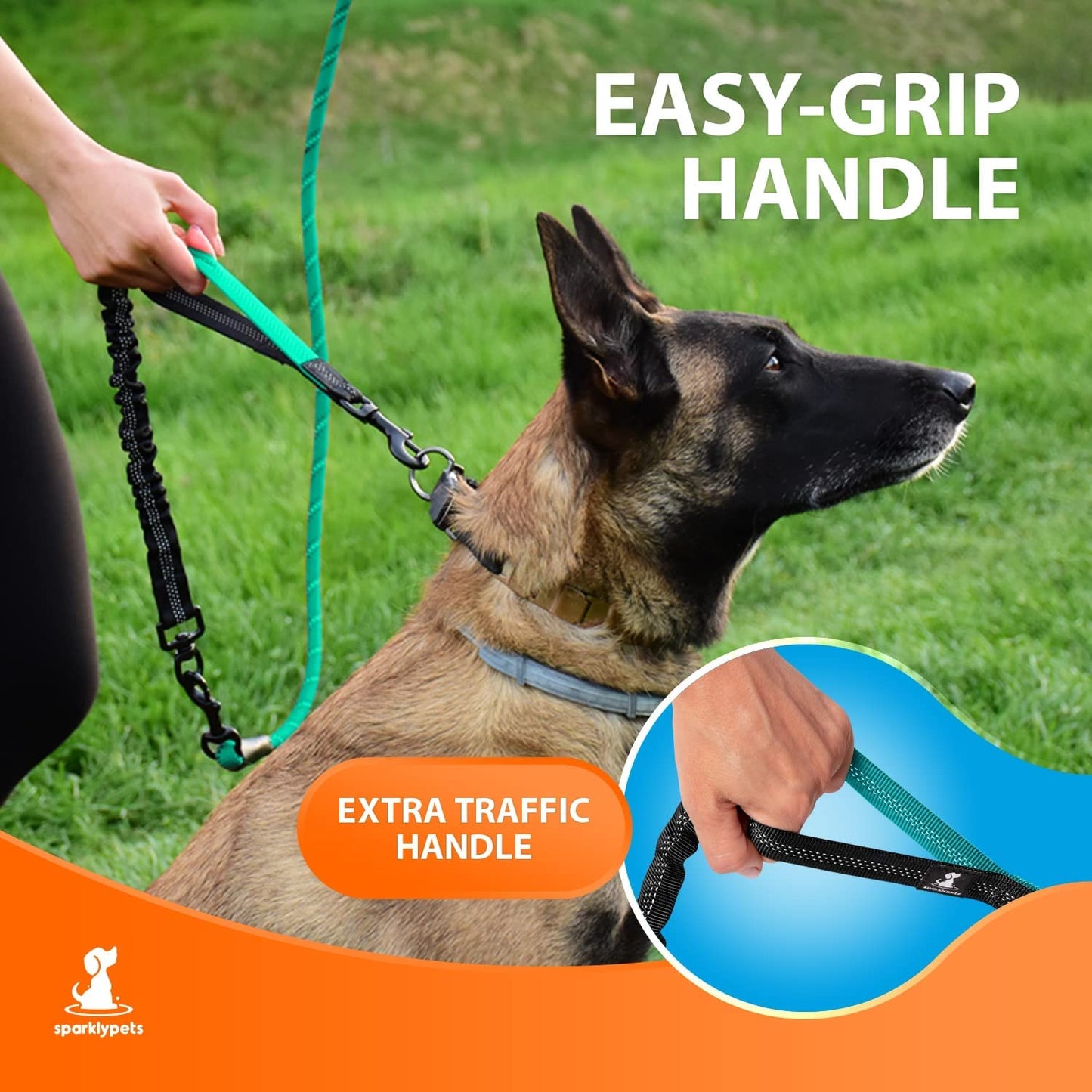 Heavy-Duty Bungee Leash for Dogs – Anti-Pull, Reflective, 5.5ft (Teal)