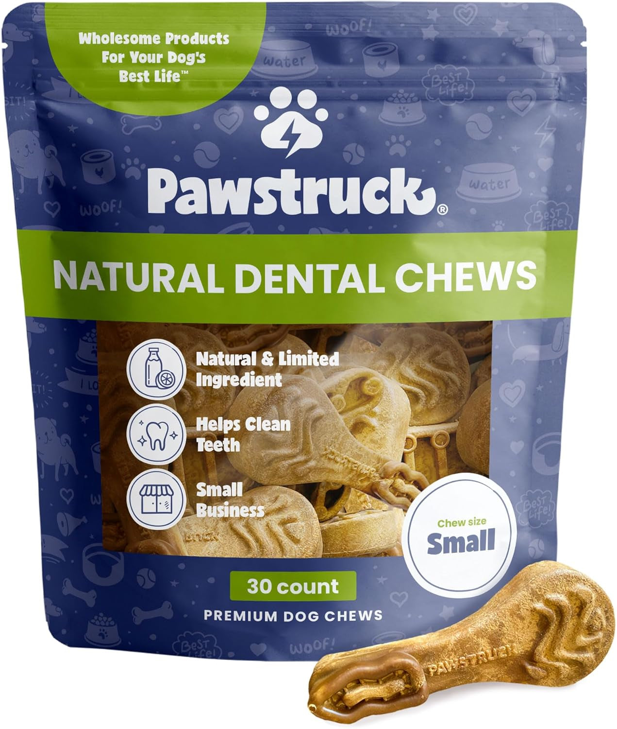 Pawstruck Daily Dental Chews – Natural Oral Care for Dogs (Made in USA)