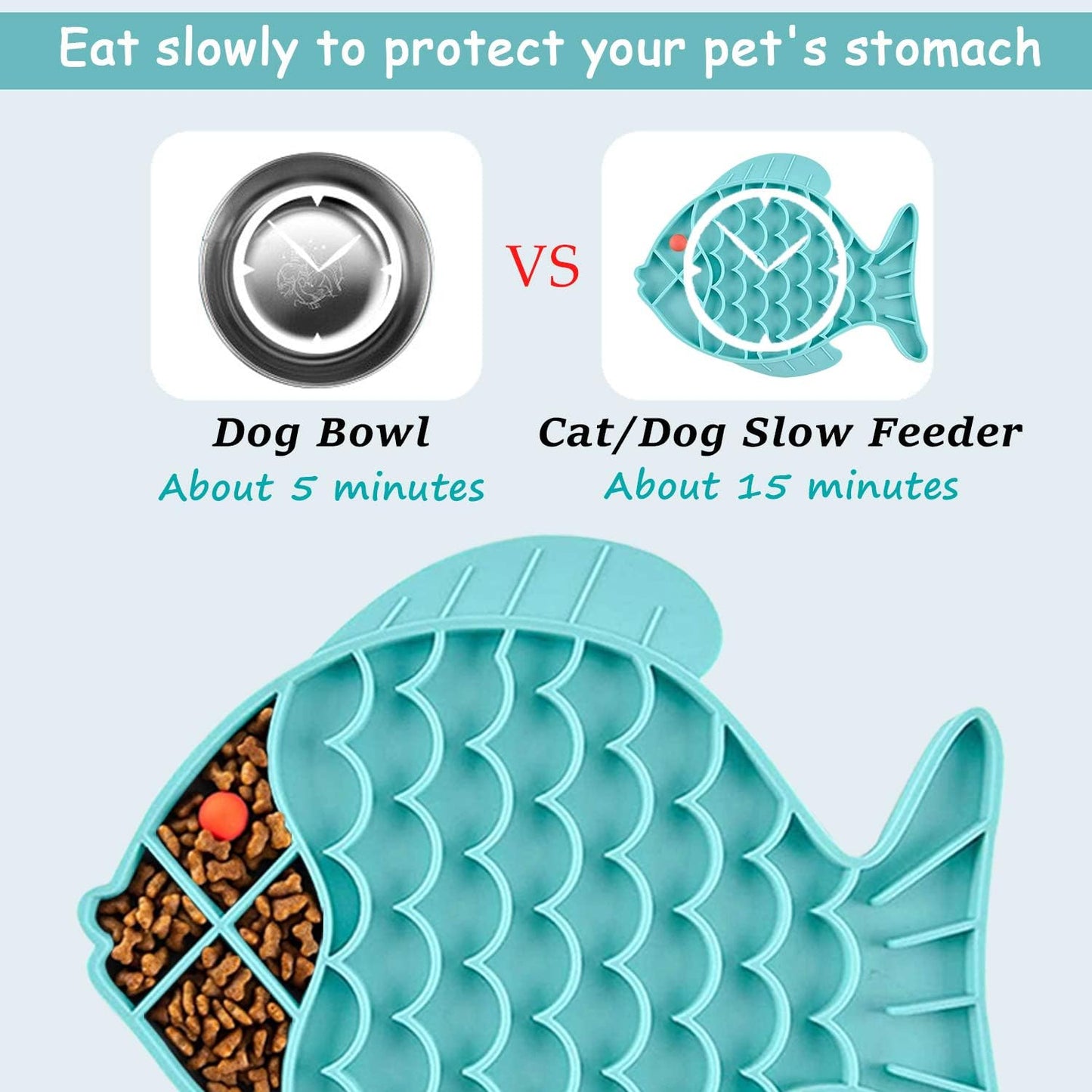 Cat Lick Treat Mat, 2 Pack Fish-Shaped Puzzle Feeder for Cats & Dogs, Anxiety Relief, Fun Alternative to Slow Feeder (Blue and Green)