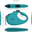 Monochrome 360° Tangle-Free Retractable Dog Leash | 16 Ft Strong Nylon Tape (Small, Aqua)