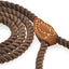 Braided Cotton Rope Leash with Leather Tip - 4 Feet Heavy Duty Metal Clasp Wedding Dog Leash (Dark Brown, 48 Inches)