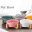 White Ceramic Cat Dog Bowl Dish with Wood Stand No Spill Pet Food Water Feeder Cats Small Dogs