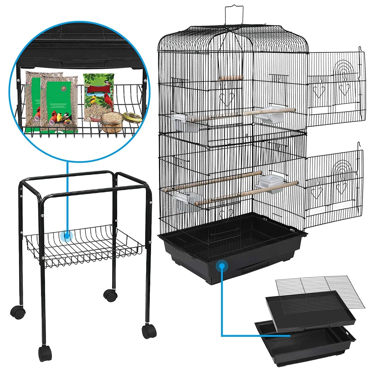 59.3'' Spacious & Sturdy Flight Cage – Perfect for Small to Mid-Sized Birds