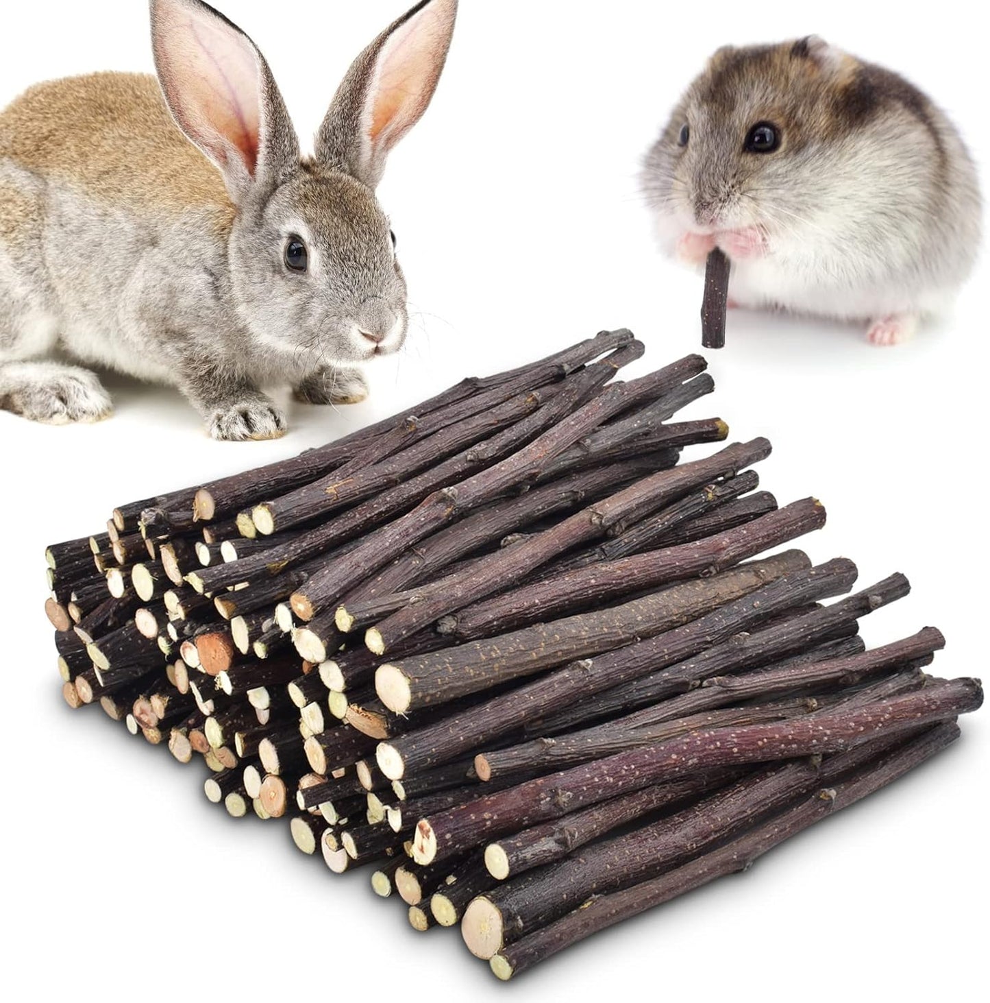 Natural Apple Sticks 300G (10.5Oz Small Animals Molar Chew Toys Apple Branch Chew Treats for Hamster Rabbit Chinchilla Bunny Guinea Pig Squirrel