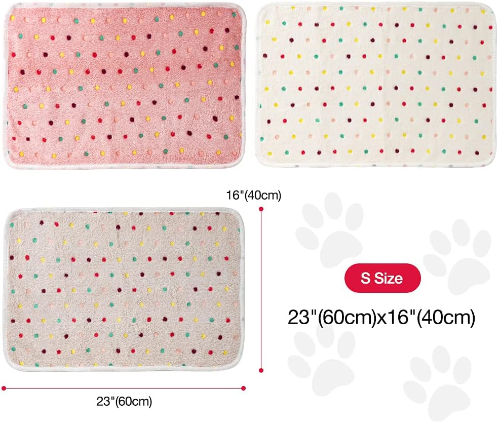 1 Pack 3 Dog Blankets, Soft Fluffy Fleece Pet Blanket Warm Sleep Mat Paw Print Design Puppy Kitten Throw Blanket Doggy Mat, Blanket for Dogs