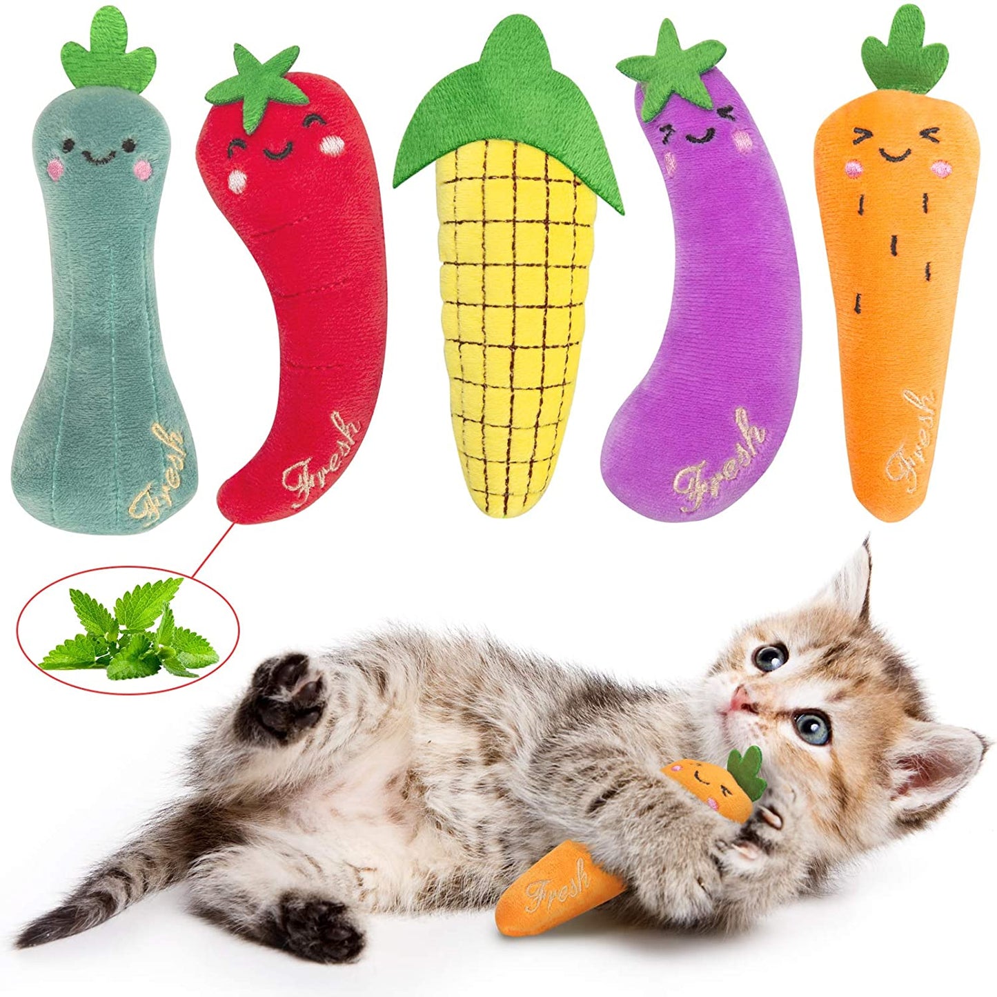 Catnip Toys - Interactive Cat Pillows, Chew Toys with Catnip for Indoor Cats and Kittens