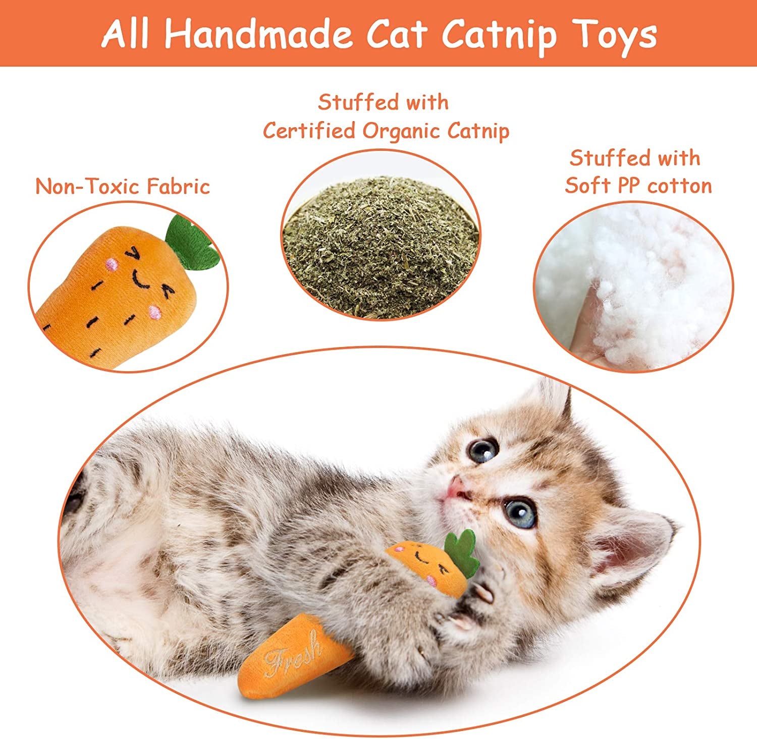 Catnip Toys - Interactive Cat Pillows, Chew Toys with Catnip for Indoor Cats and Kittens