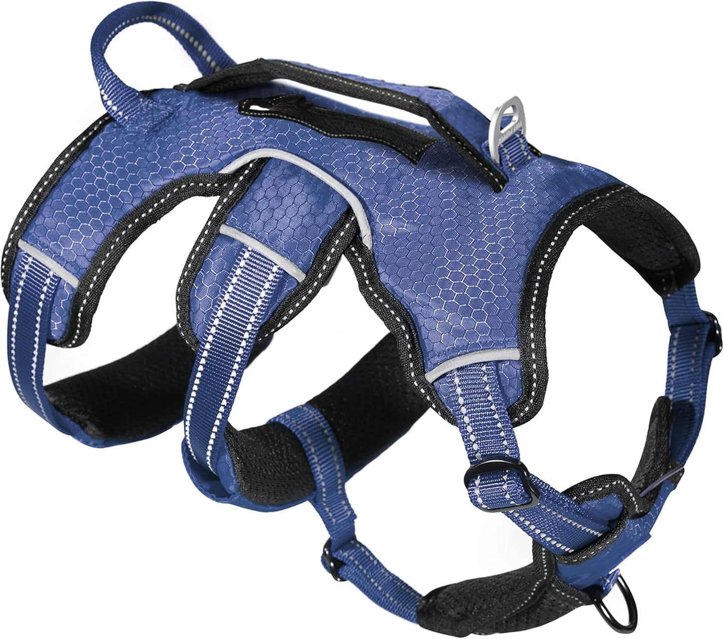 Updated for 2024 - Tracker No Escape Dog Harness | Dual Escape Proof Leash Attachments | 5 Point Adjustable Fit Harness for Dogs | Padded Dog Harness for Comfort | Handle Dog Lift Harness