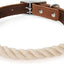 Rope Dog Collar, Genuine Leather (Beige)