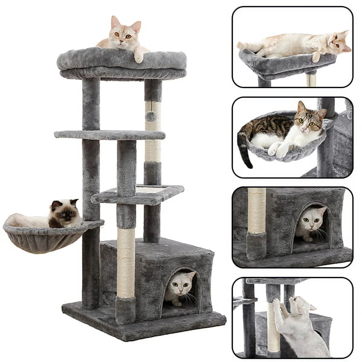 Pawz Road 45" Compact Cat Tree – Multi-Level Activity Center for Small Cats