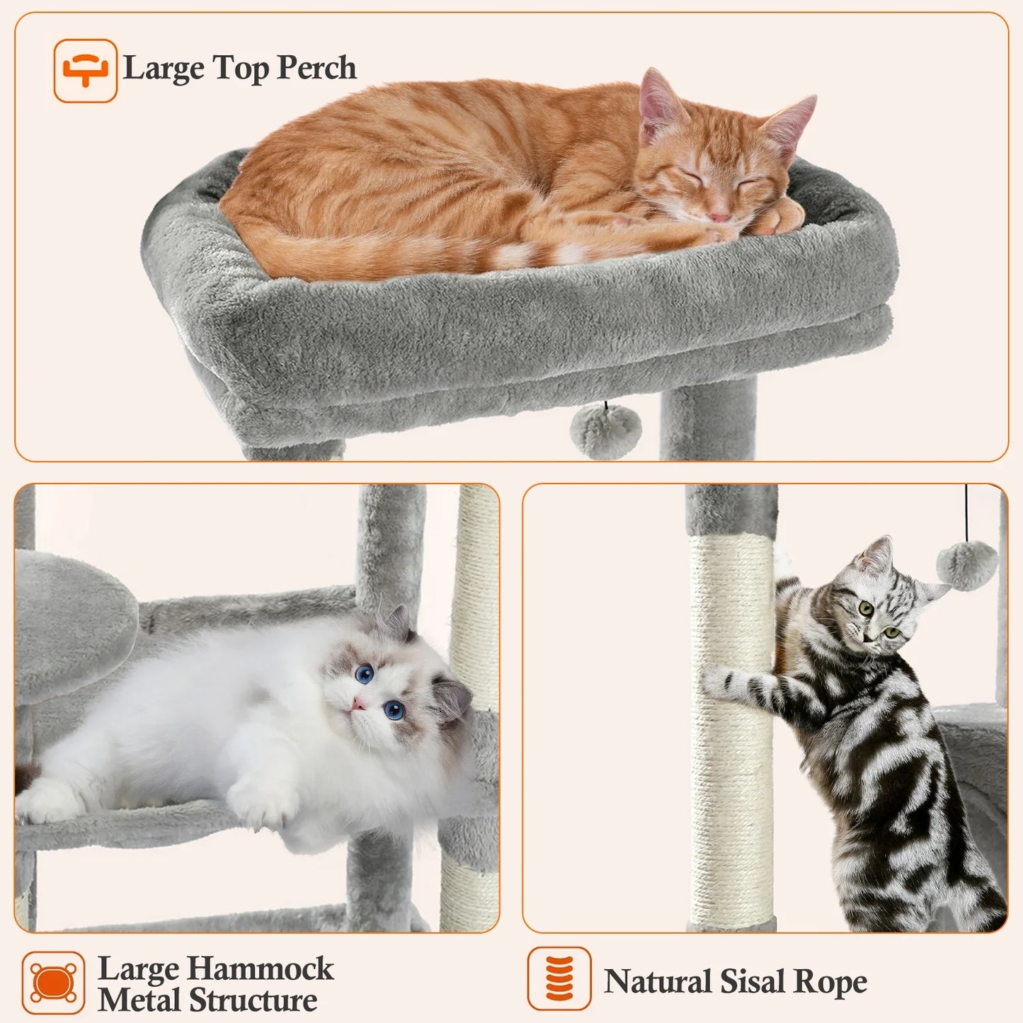 Pawz Road 45" Compact Cat Tree – Multi-Level Activity Center for Small Cats