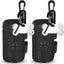 2 Pack Dog Poop Bag Holder for Leash Attachment - Waste Bag Dispenser for Leash - Fits Any Dog Leash - Portable Set with Hand Free Holder Metal Carrier, Black round Shape