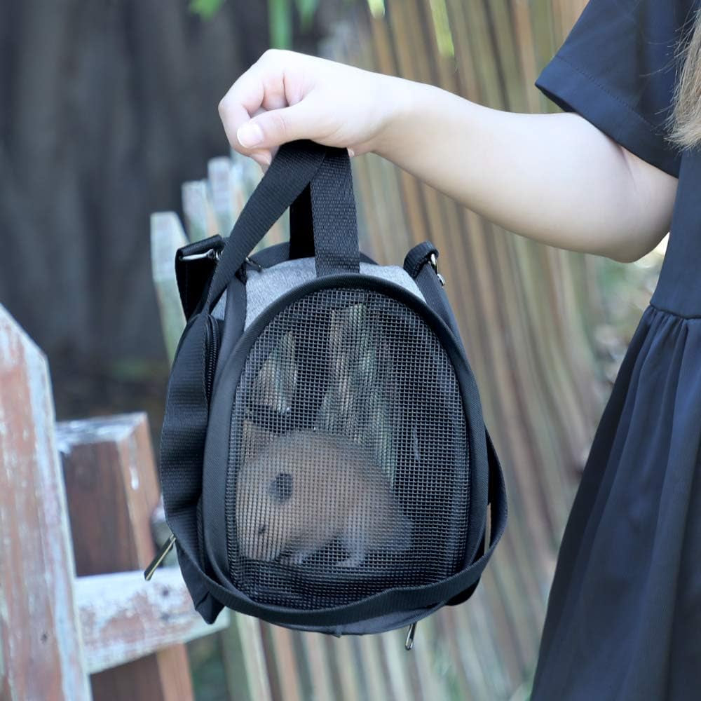 Hamster Carrier Small Animal Bag for Sugar Glider,Hedgehog,Tortoise,Teacup Dogs,Baby Guinea Pig - Lightweigh Carriers with Shoulder Strap,Breathable Mesh Window,Removable Mat,Side Pockets