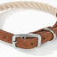 Rope Dog Collar, Genuine Leather (Beige)