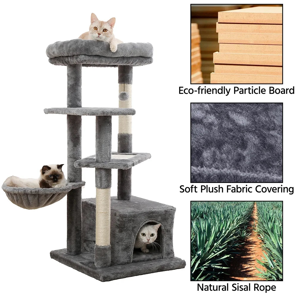 Pawz Road 45" Compact Cat Tree – Multi-Level Activity Center for Small Cats