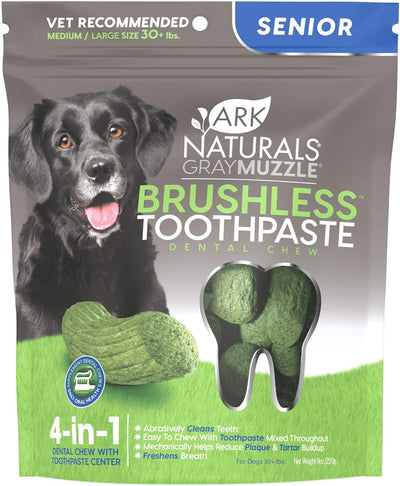 Gray Muzzle Brushless Toothpaste, Senior Dog Dental Chews for Large Breeds, Vet Recommended for Plaque, Bacteria & Tartar Control, 1 Pack