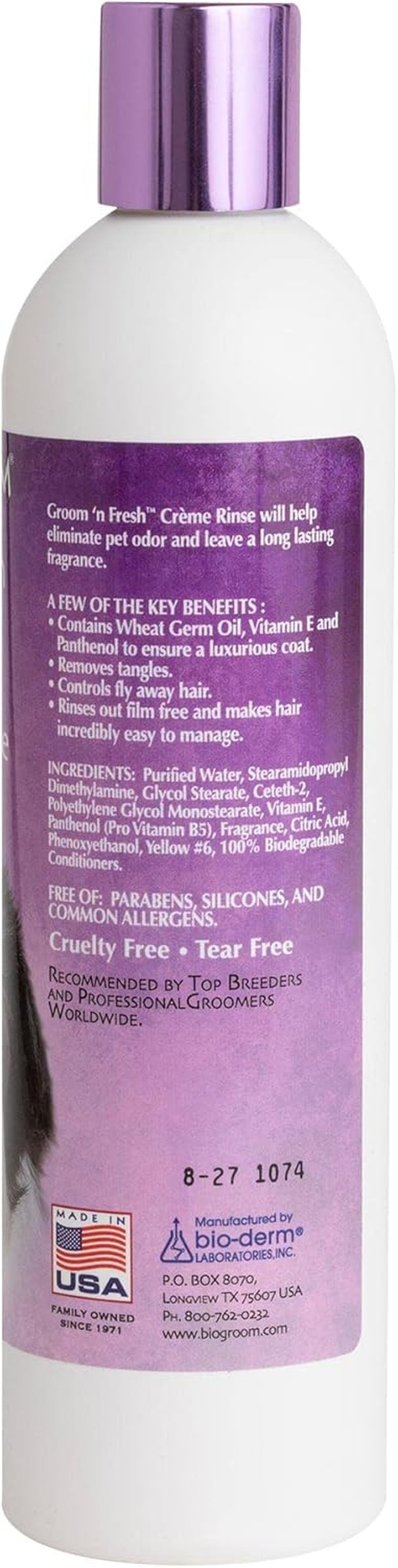 Groom'N Fresh Dog Conditioner – Scented Dog Bathing Supplies, Puppy Wash, Cat & Dog Grooming Supplies for Sensitive Skin, Cruelty-Free, Made in USA, Tearless Dog Products – 12 Fl Oz 1-Pack