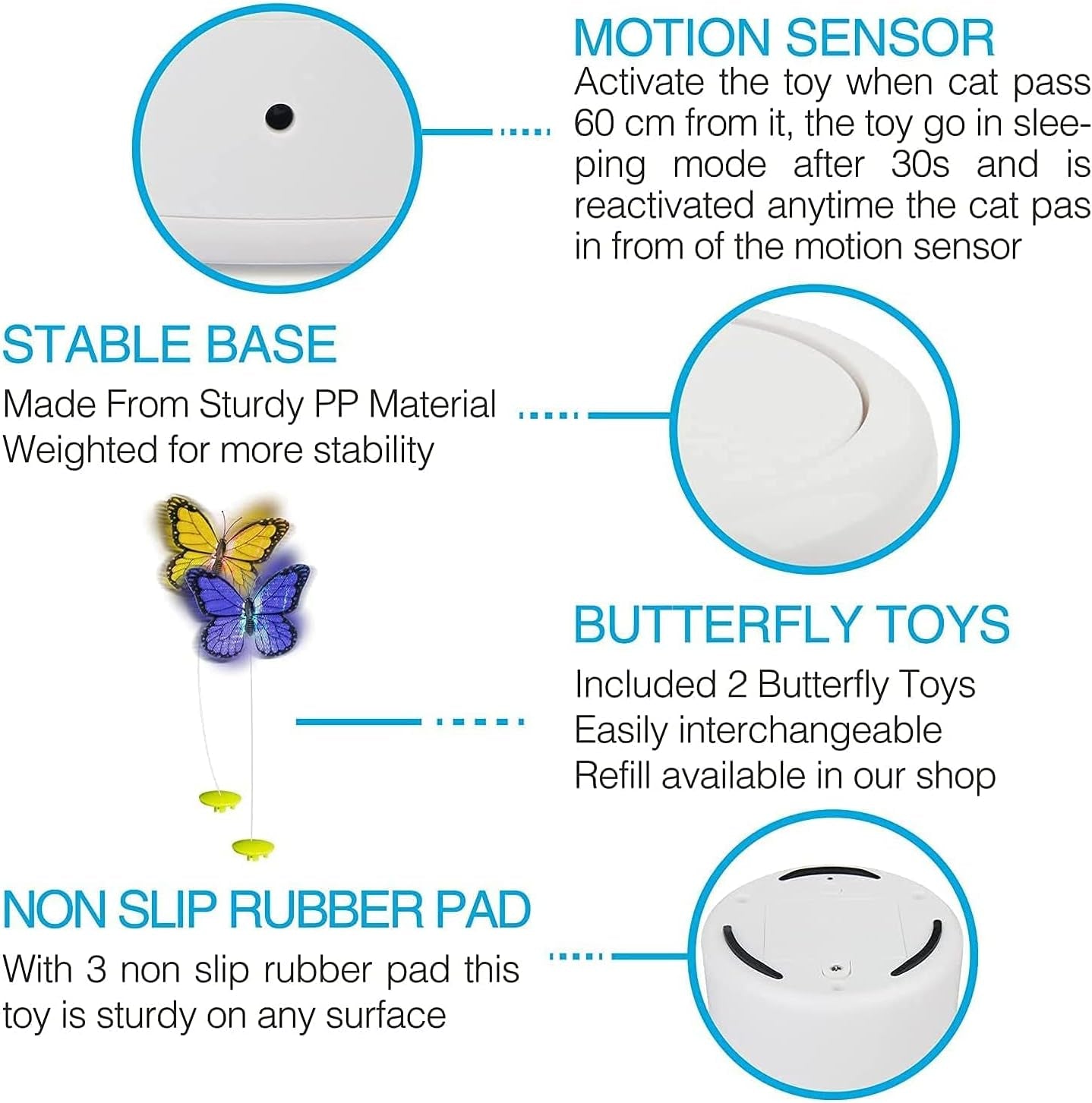 Motion-Activated Cat Toy: Butterfly Fun with 360° Rotation