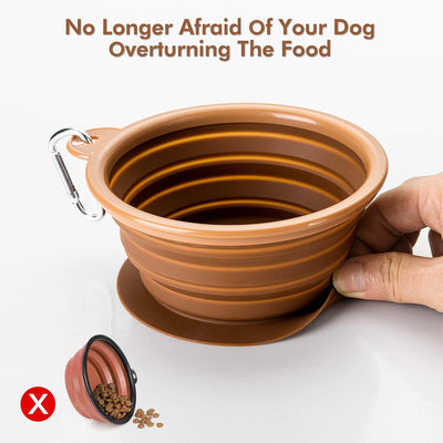 Collapsible Dog Bowl with Non Skid Suction Base -100% Pure Silicone Foldable Water Bowl, Portable Dog Bowl for Travel, Hiking & Camping 350Ml 1 Piece