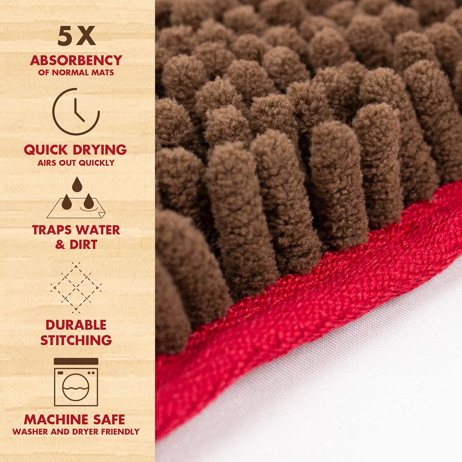 Dog Towel - Super Absorbent Microfiber Towel with Hand Pockets - Dog Bathing Supplies - Quick Dry Shammy Towel - Washer and Dryer Safe - Brown - 30 X 12.5 In