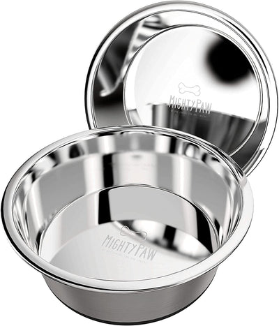 Dog Bowls Set - Non-Slip Bottom - No Spill Design - Dishwasher Safe - for Small and Large Pets - Stainless Steel Water Bowl - Pet Dishs - Steel Bowls - Doggie Bowl - (Small 5.5”)