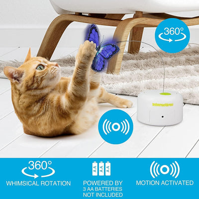 Motion-Activated Cat Toy: Butterfly Fun with 360° Rotation