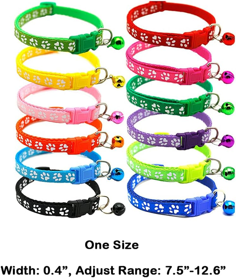 Puppy ID Collars - 12Pcs Adjustable Whelping Breakaway Collars with Bell for Newborn Puppies & Kittens, Easy to Identify for Litter Identification