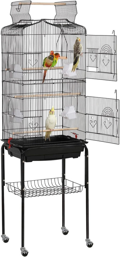 Open Play Top Large Parakeet Small Parrot Bird Cage with Stand for Budgies Finches Canaries Lovebirds